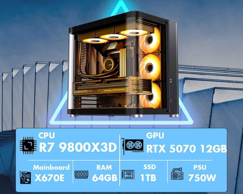 Máy tính 3BWS 3D 10 (Ryzen 7 9800X3D/X670/32GB/RTX 5070)